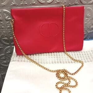 DIOR Crossbody Red Pink REVERSIBLE Shoulder Bag Flat‎ Beaute Cosmetic Converted